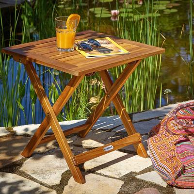 Casaria® Beistelltisch Holz Vollmontiert Klappbar 80kg Belastbar 46x46cm wetterfest Balkon Terrasse Image