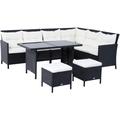 Salotto da Giardino 6pz Set Mobili da Esterno in Rattan Nero - Outsunny