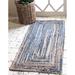 Blue 30 x 0.38 in Area Rug - Highland Dunes Philo Striped Handmade Braided Jute Area Rug Cotton | 30 W x 0.38 D in | Wayfair