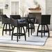 Three Posts™ Northridge Square 4 - Person 38" Long Bar Height Outdoor Dining Set w/ Cushions, Wicker in Brown | Wayfair