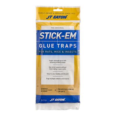 JT Eaton 111-24 Stick-Em 10" x 5" Rat and Mouse Size Glue Trap - 2/Pack