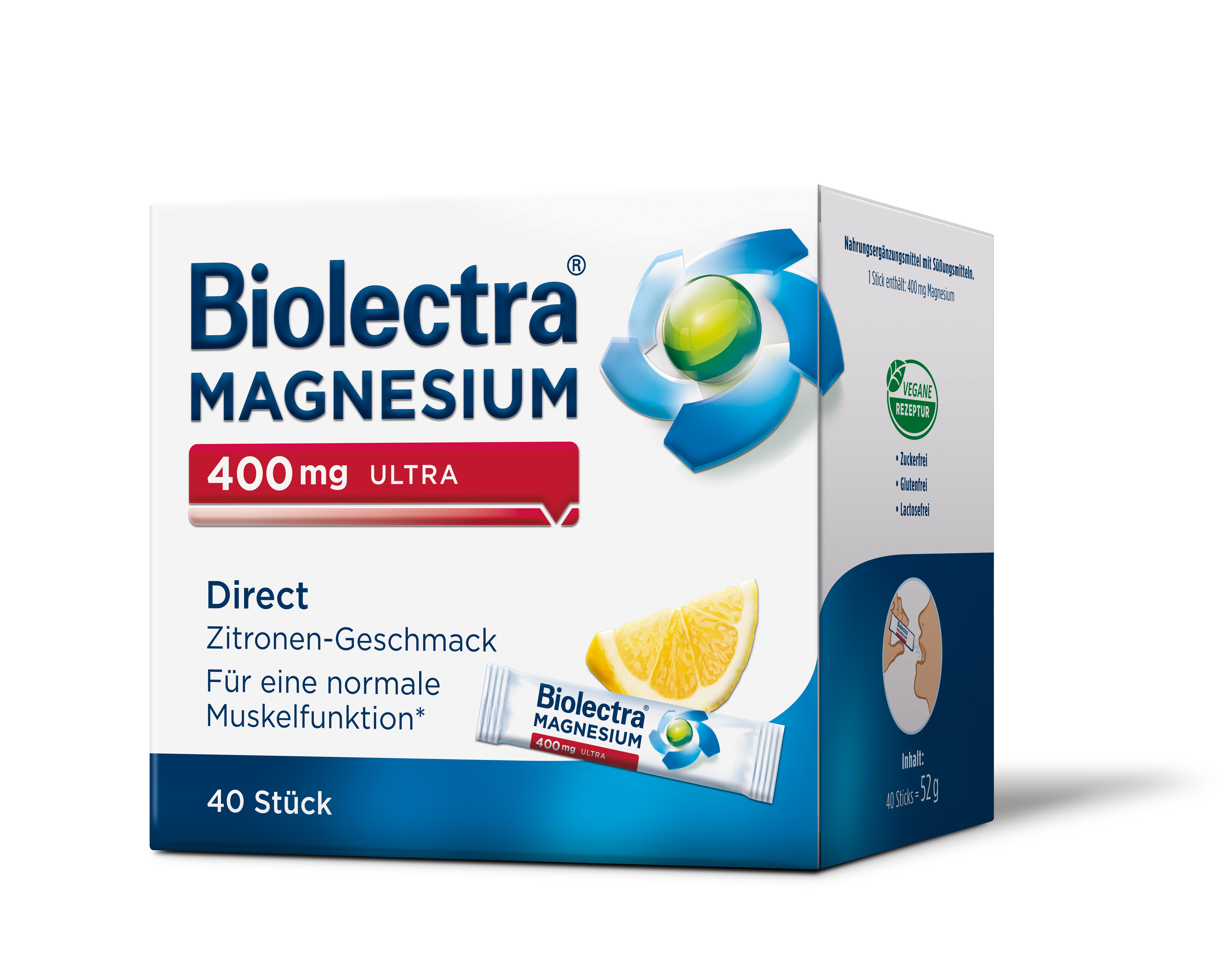 Biolectra Magnesium 400 mg ultra Direct Zitrone 40 St Pellets Image