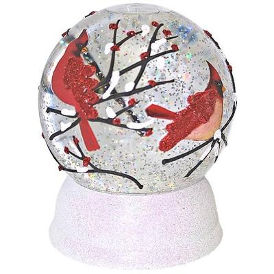 Roman 64033 - 6"LED SWIRLDM PAINTED CARDINAL Christmas Glass Globes