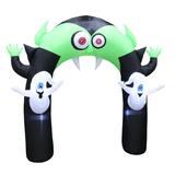 The Holiday Aisle® 8 Foot Wide Vampire Archway w/ Friendly Ghosts Halloween Yard Decoration Inflatable in Black/Green | Wayfair