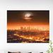 Design Art Dramatic Full Moon Over Los Angeles Cityscape Graphic Art on Wrapped Canvas Metal in Brown/Orange | 30 H x 40 W x 1.5 D in | Wayfair