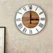 Gracie Oaks Oversized Trudell Farmhouse Wall Clock Solid Wood in Brown/White | 42 H x 42 W x 2 D in | Wayfair 35672F03054E45C79D88FAA52CCCE72E
