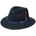 Stetson Powell Felt Traveller hat for Men - Water-Shedding, Tough and Hard-Wearing (AsahiGuard) - Made in The EU - Heathered Wool Felt hat - Summer/Winter Outdoor hat Blue S (54-55 cm)