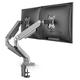 RICOO Dual Monitor Stand Tilt TS8811 Swivel 13-27 Inch VESA 75x75 100x100 Double Arm Mounting System LED LCD Screen Desk Mount Silver