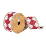 Vickerman 546611 - 2.5"x10Yd Tan Ribbon Red/White Diamonds (Q180335) Diamond Patterned Christmas Ribbons