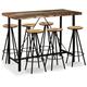 vidaXL Ensemble de bar 7 pcs Bois massif recyclé