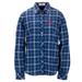 Women's Navy Dayton Flyers Brewer Flannel Button-Down Long Sleeve Shirt