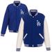 Men's JH Design Royal Los Angeles Dodgers Reversible Fleece Jacket with Faux Leather Sleeves