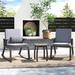 Gracie Oaks Hannwacker 3 Piece Seating Group w/ Cushions Wood/Natural Hardwoods in Brown/Gray/White | Outdoor Furniture | Wayfair