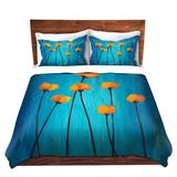 Wildon Home® Pindall Tara Viswanathan Eternal Poppies Microfiber Duvet Covers Microfiber in Black/Blue/Orange | Queen | Wayfair
