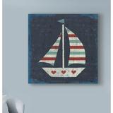 Breakwater Bay 'Nautical Love Sail Boat' Acrylic Painting Print on Wrapped Canvas in Black | 24 H x 24 W x 2 D in | Wayfair