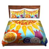 Wildon Home® Alarice nJoy Art You Are My Sunshine Floral Microfiber Duvet Covers Microfiber in Green/Orange/Pink | King | Wayfair