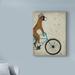 Winston Porter 'Boxer on Bicycle' Graphic Art Print on Wrapped Canvas in Brown/Gray/Green | 24 H x 18 W x 2 D in | Wayfair