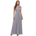 Ever-Pretty Women's Floor Length One Shuolder Empire Waist A Line Chiffon Wedding Guest Dresses Grey 20UK