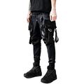 MOKEWEN Men's Elastic Waist Big Zipper Pocket Buckle Harem Trousers 29-30