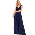 Ever-Pretty Women's V Neck with Cap Sleeves A Line Chiffon Long Evening Dresses Navy Blue 24UK