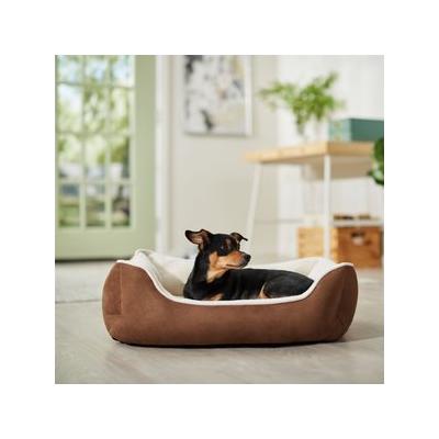 Frisco Rectangular Bolster Cat & Dog Bed, Brown, Medium
