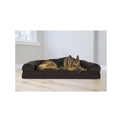 FurHaven Faux Fleece Orthopedic Bolster Cat & Dog Bed w/Removable Cover, Coffee, Jumbo