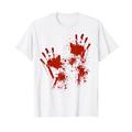 Halloween T-Shirt Blutige Hände Blutspritzer Kostüm Zombie T-Shirt