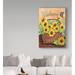 Winston Porter 'Sunflower Basket Welcome Flag' Acrylic Painting Print on Wrapped Canvas Metal in Brown/Green/Yellow | 32 H x 22 W x 2 D in | Wayfair