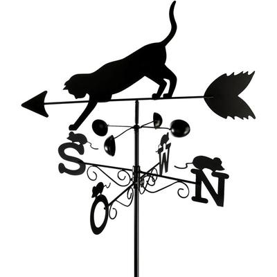 Maximex Wetterfahne Katze, Wetterhahn, Schwarz, lackiertes Metall schwarz - schwarz