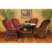 Bay Isle Home™ Rosado 5 Piece Indoor Dining Set w/ Cushions Glass/Upholstered/Wicker/Rattan in Brown | Wayfair 97BD7D5728DD4DBE89018AAC32542A9A