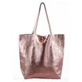 LeahWard Large Leather Hobo Shoulder Bag, Women's Genuine Italian Hand Made Leather Shoulder Bags, Soft Leather Handbags, A4 College School Work Business Bags (Rose Gold)