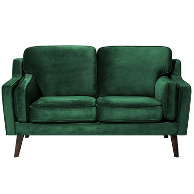 Sofa Grün Samtstoff 2-Sitzer Retro Minimalistisch Wohnzimmer