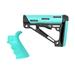 Hogue AR-15/M-16 Kit - Finger Groove Beavertail Grip and OverMolded Collapsible Buttstock - Fits Commercial Buffer Tube - Aqua Rubber Aqua 13455