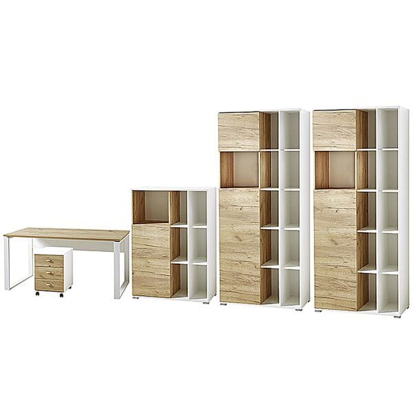 Germania-Werke Möbel-Set »Lioni« 5-teilig, Schreibtisch, Rollcontainer, 3 OH und 2x 5 OH Schran braun Image