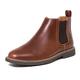 Deer Stags Boys' Zane Memory Foam Dress Comfort Chelsea Boot, Redwood/Dark Brown, 7 Medium US Big Kid