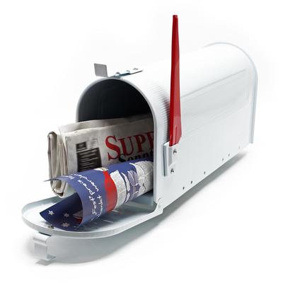 Wiltec - us Mailbox weiß 180 x 220 x 480 mm, amerikanischer Briefkasten mit Fahne, Wandbriefkasten Image