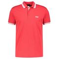 BOSS Mens Paddy Cotton-piqué Polo Shirt with Striped Collar and Cuffs Red