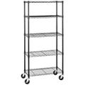 Amazon Basics 5-Shelf Medium Storage Unit on 4-inch Casters with Height Adjustable Shelves and Levelling Feet - 680kg Max Weight, Black, 14 D x 30 W x 64.75 H inch