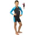 Cressi Little Shark Jr Shorty 2mm - Langarm Neoprenanzug für Kinder,Schwarz/Blau, 9/10 Jahre