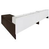 Emerge Glass Top L-Shaped 2-Person Reception Desk w/Drawers & LED Lights - 142"W