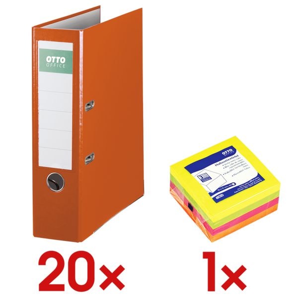 OTTO Office 20x Ordner »Exclusive I« inkl. 1x Haftnotizwürfel orange, 8x32x28.5 cm Image