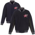 Men's JH Design Navy/Charcoal Columbus Blue Jackets Wool Poly-Twill Accent Full Snap Jacket