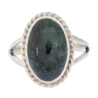 'Eternal Love' - Sterling Silver Single Stone Jade Ring