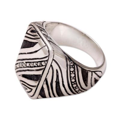 'Energy' - Men's Handcrafted Sterling Silver Ring from Indonesia