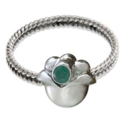 'May's Lily of the Valley' - Emerald and Sterling Silver Ring