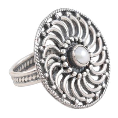 Pearl cocktail ring, 'Whirlwind'