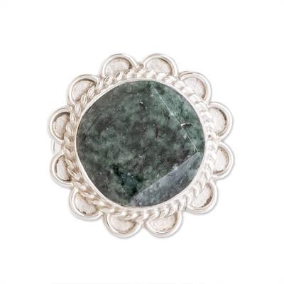 Jade cocktail ring, 'Dark Moon Aura'