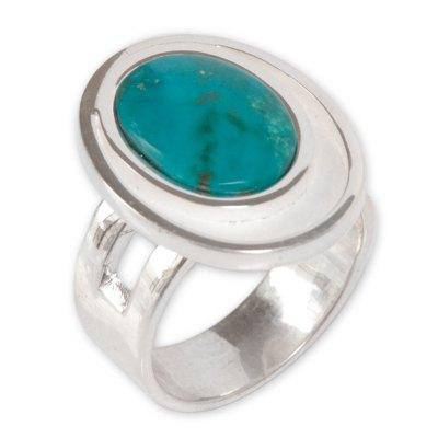 'Serenity' - Modern Sterling Silver Single Stone Chrysocolla Ring
