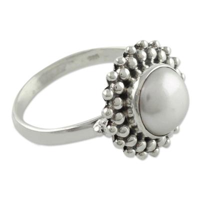 Cultured pearl cocktail ring, 'Kolkata Halo'