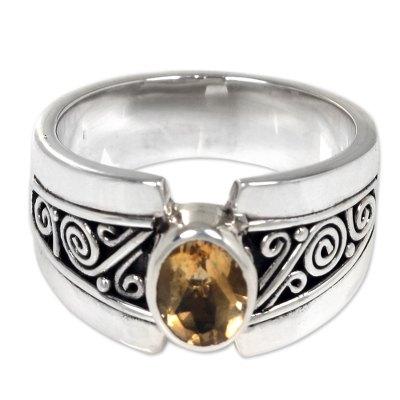 Citrine single stone ring, 'Yellow Karma'